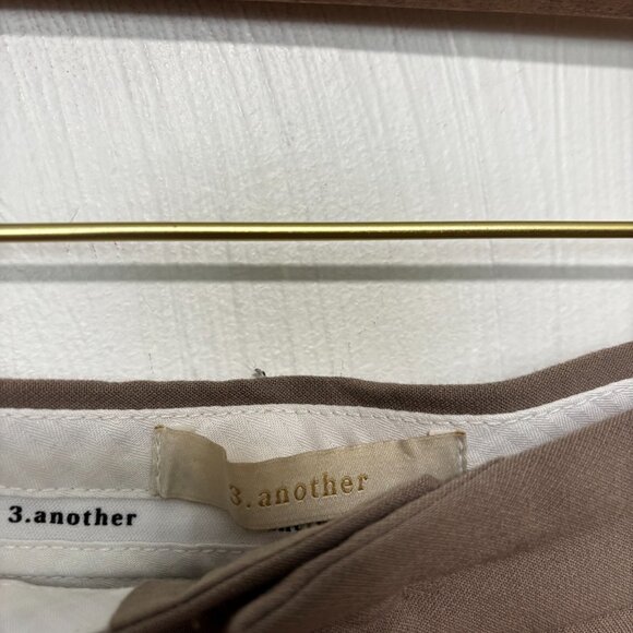 Another Dress Pants Beige Pleated Solid Straight Leg Relaxed Fit Wool Blend S - Picture 3 of 8